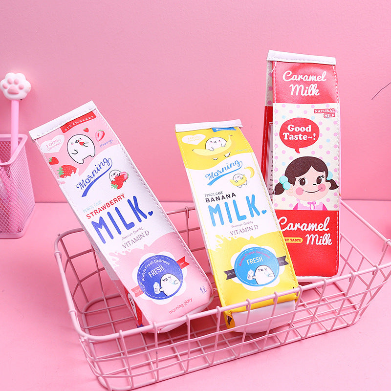 Cute Cartoon Milk Box Pencil Case