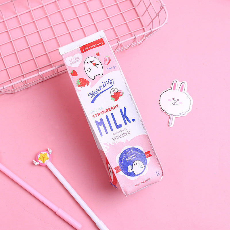 Cute Cartoon Milk Box Pencil Case