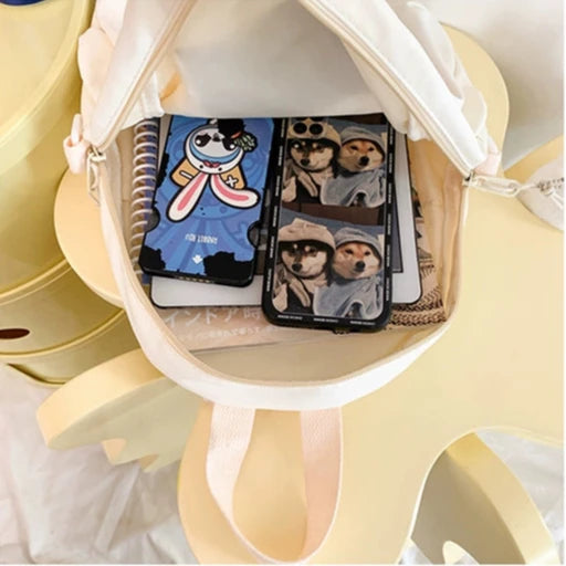 Cute Rabbit Cartoon Backpack - Large Capacity Canvas Crossbody Bag