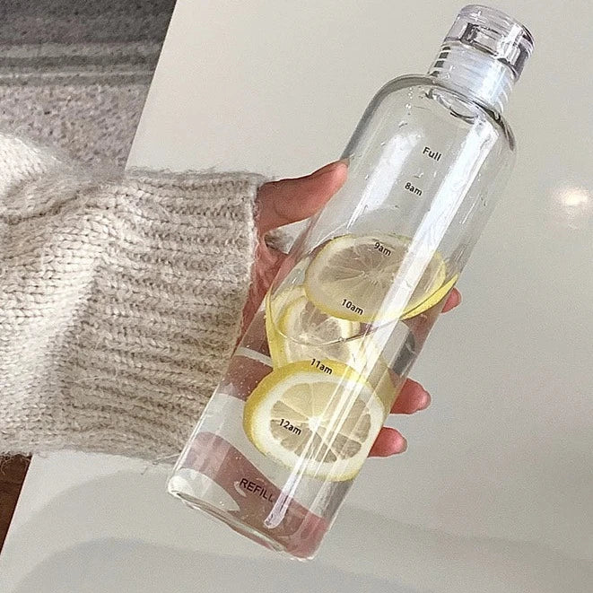 Simple & Portable Time Scale Glass Mug - Perfect for Office and School