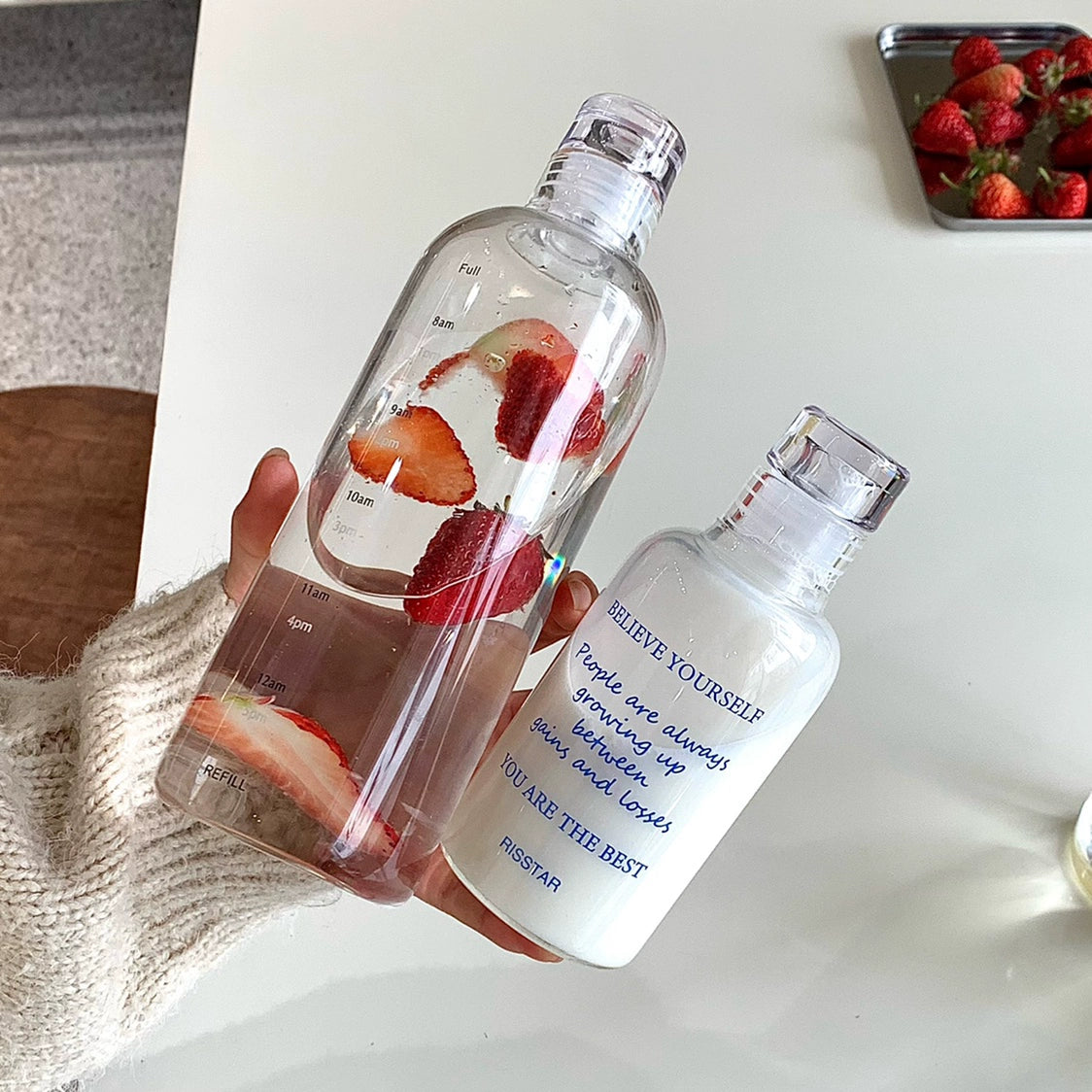 Simple & Portable Time Scale Glass Mug - Perfect for Office and School