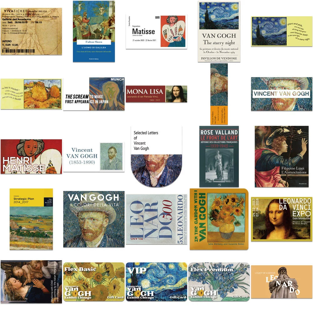 50 world famous paintings art oil painting Stickers - Reusable Note-Taking Essentials for Students