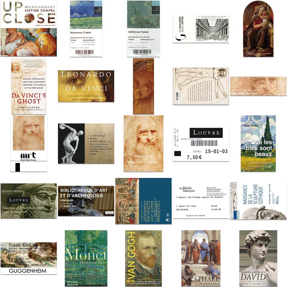 50 world famous paintings art oil painting Stickers - Reusable Note-Taking Essentials for Students