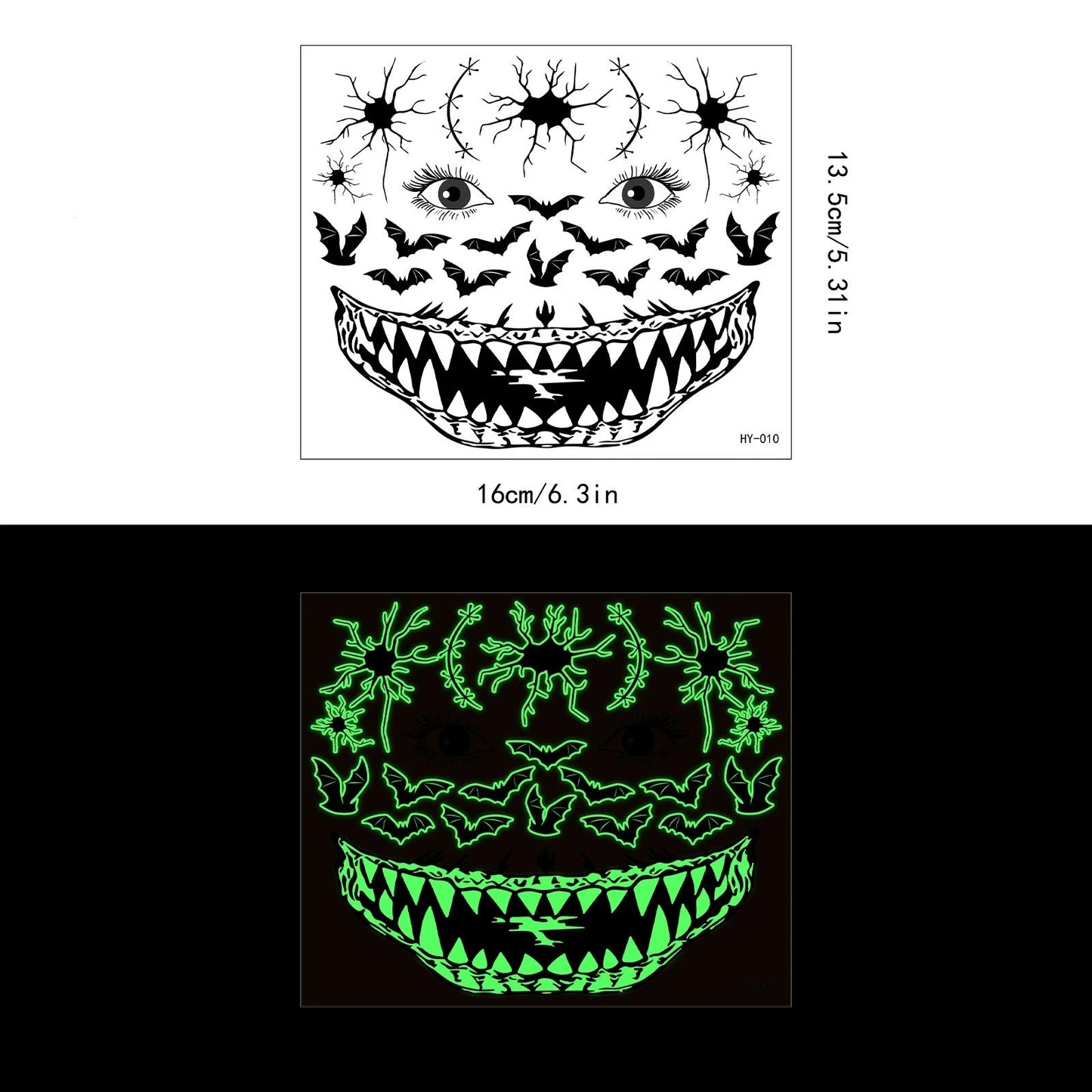 Glow-in-the-Dark Halloween Tattoo Stickers