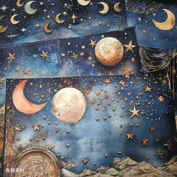 Celestial Enchantment: 3D Textured Star and Moon Background Paper