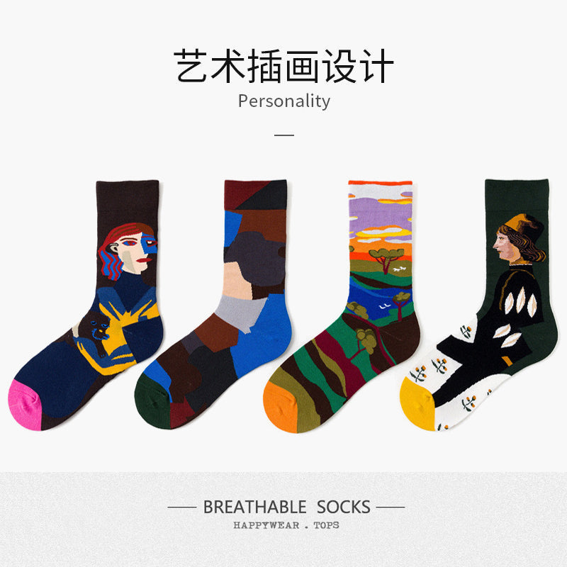 Vintage Canvas Art Socks