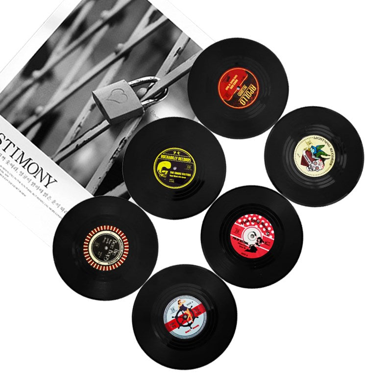 Retro Vinyl Record Coaster Set