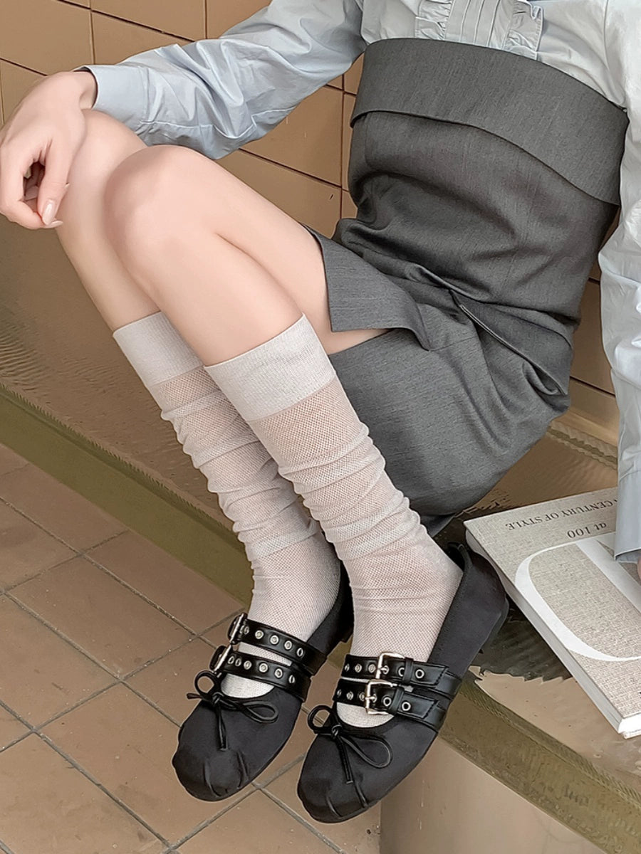 Sheer Sunscreen Mesh Knee-High Socks