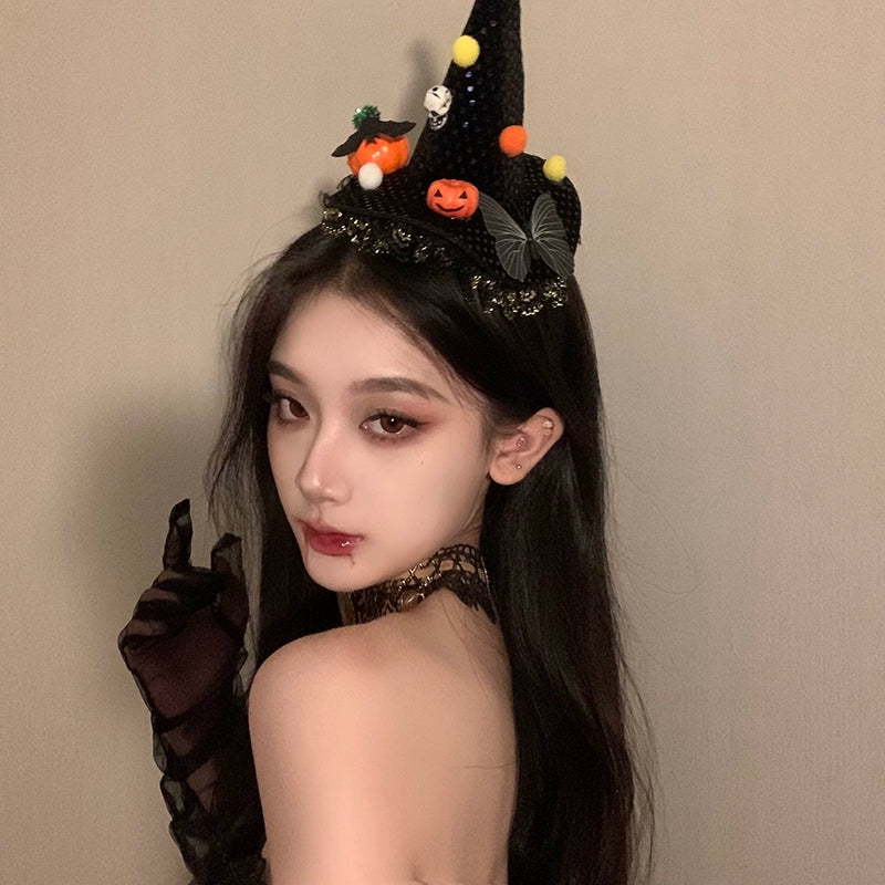 Funny Scary Skeleton Hand Claws and Flower Headband Set