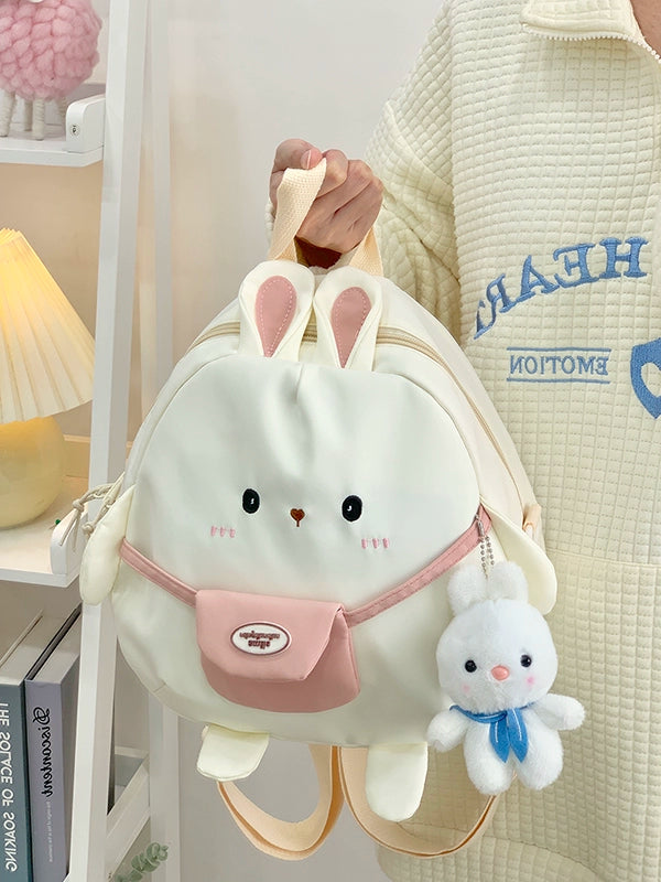 Cute Rabbit Cartoon Backpack - Large Capacity Canvas Crossbody Bag