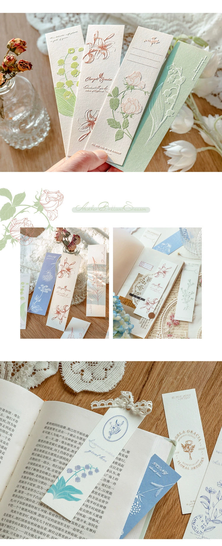 Vintage Charm' - 3D Relief Bookmark Card Collection