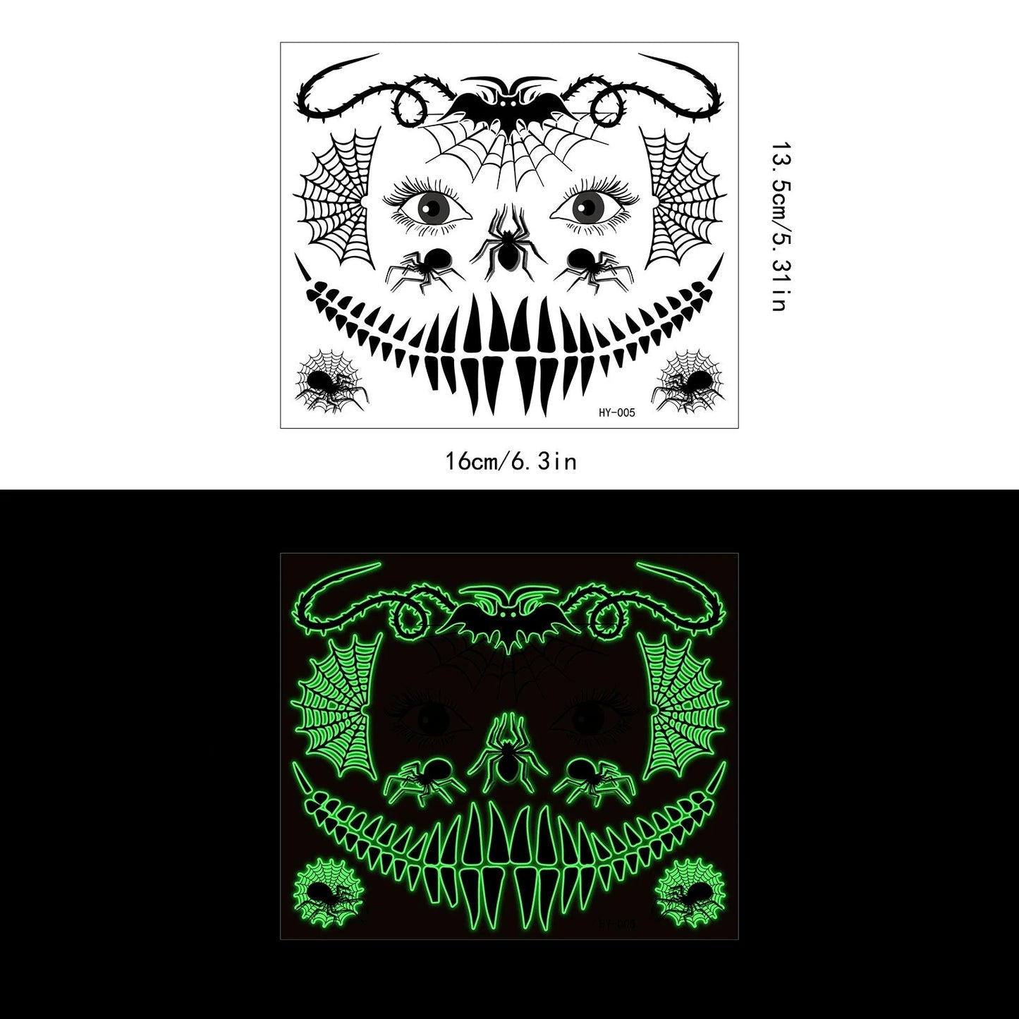 Glow-in-the-Dark Halloween Tattoo Stickers