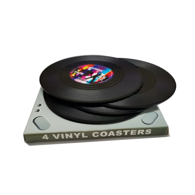 Retro Vinyl Record Coaster Set