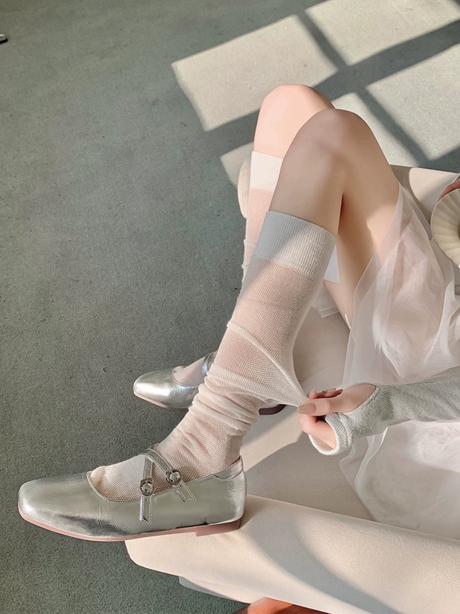 Sheer Sunscreen Mesh Knee-High Socks
