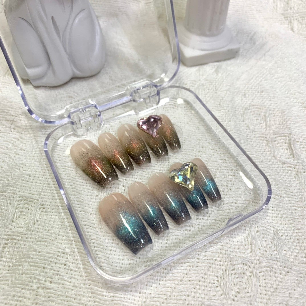 Cat's Eye Wearable Nails - Love Mandarin Duck Design