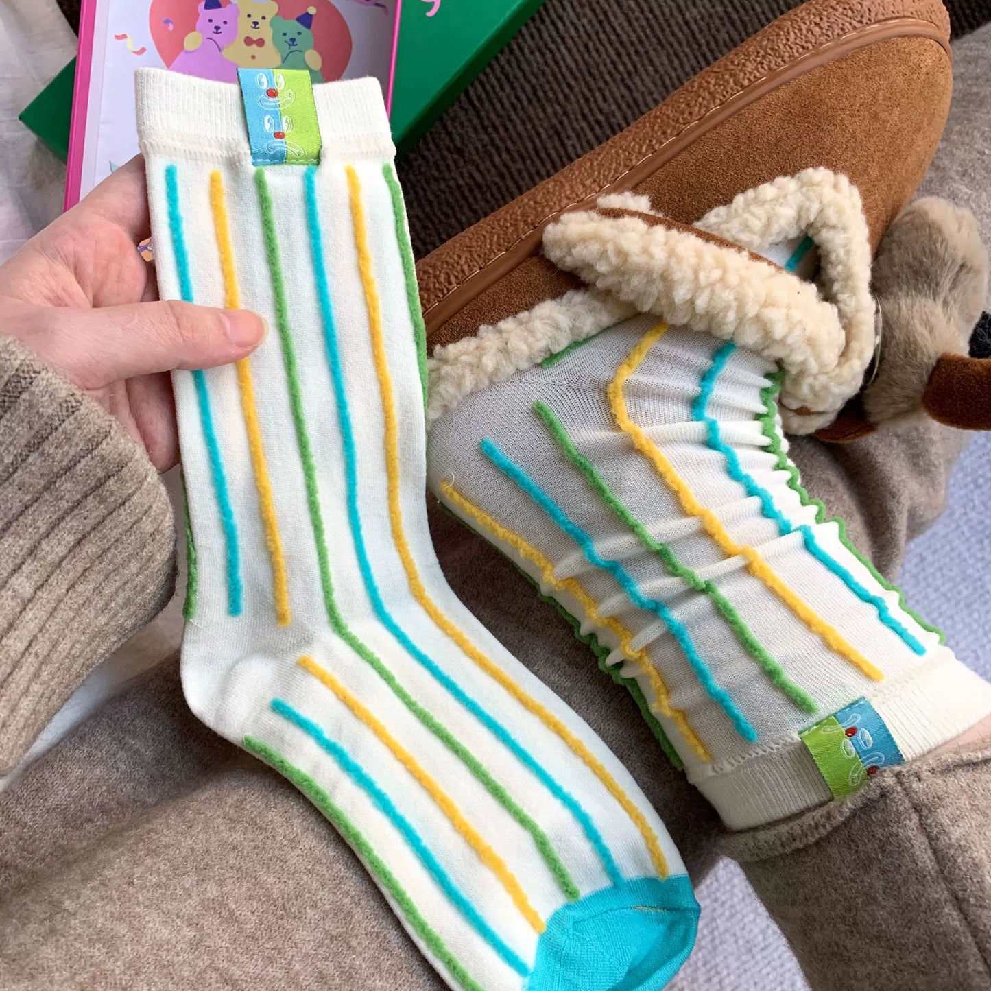 Rainbow Stripes & Polka Dot Circus Socks