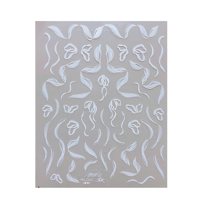 Ballet Streamer Nail Art Sticker - Black and White Camellia Design