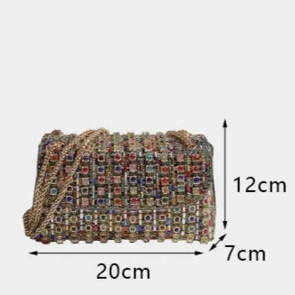Niche Morocco Ethnicity Style Diamond Chain Small Square Bag