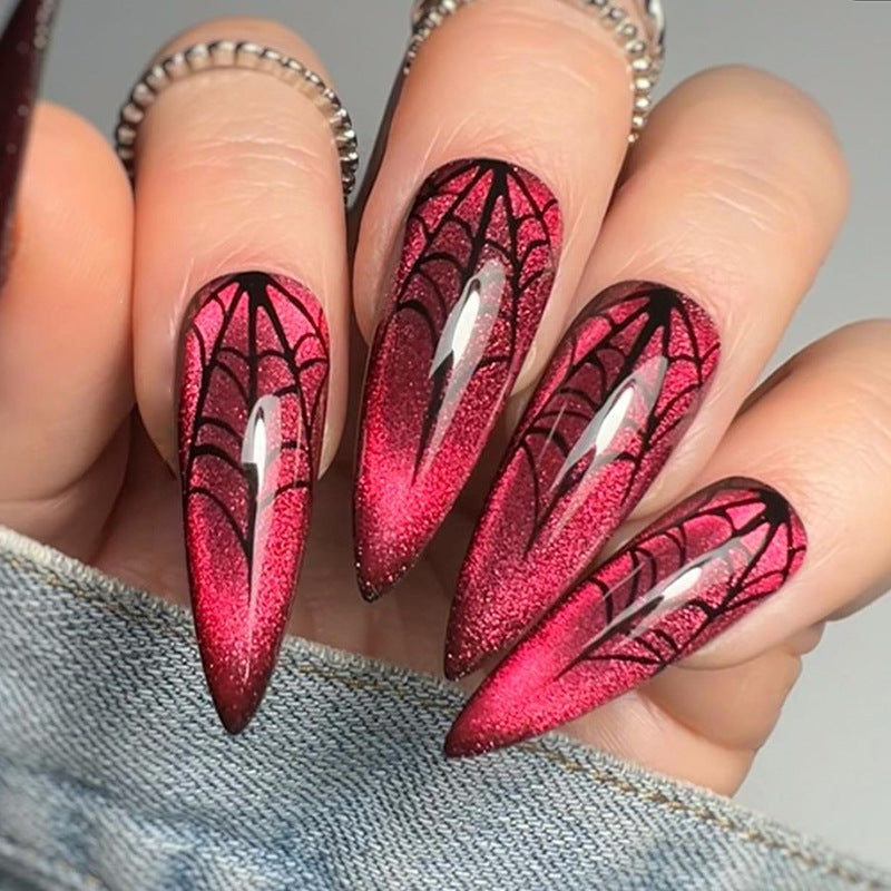 Halloween Dark Red Fake Nails