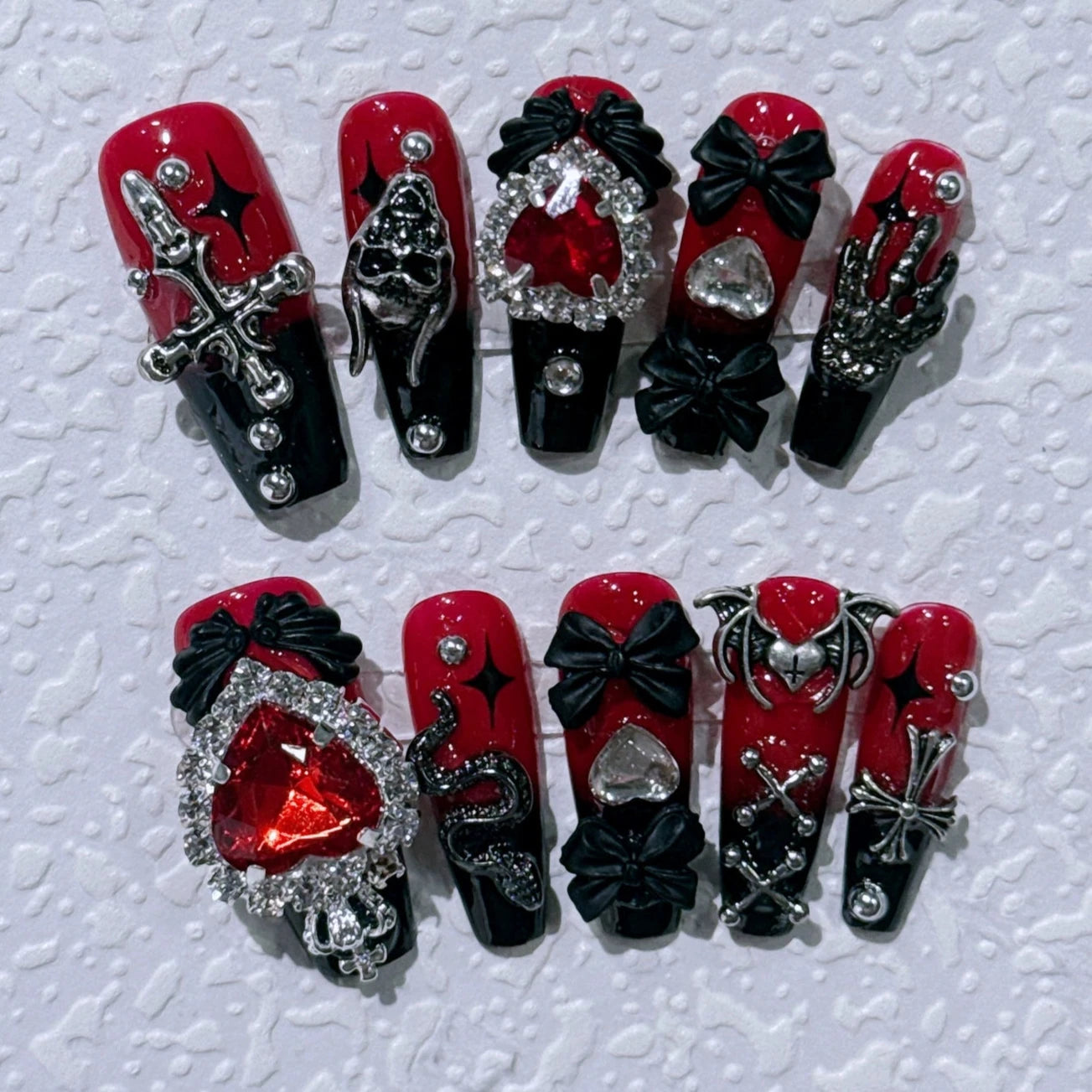 Vampire-Inspired Handmade nail art