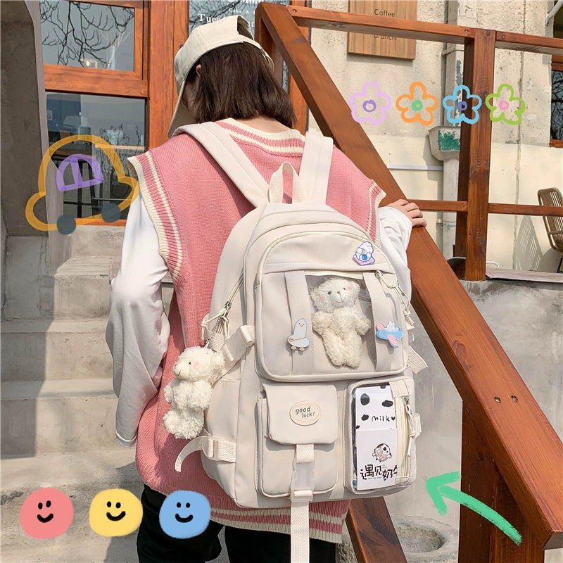 Trendy Large Capacity Cartoon Backpack - Korean Harajuku Style