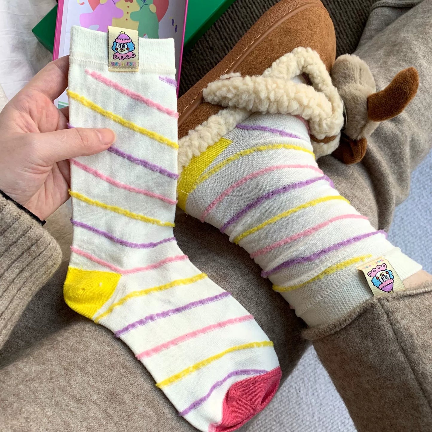 Rainbow Stripes & Polka Dot Circus Socks