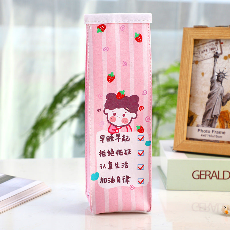 Cute Cartoon Milk Box Pencil Case