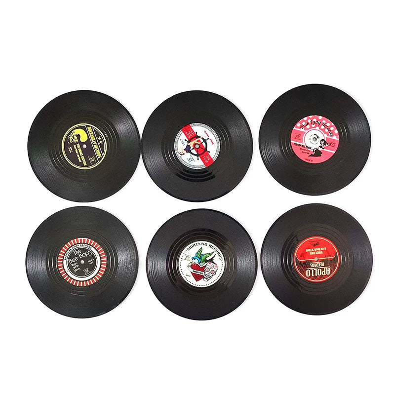 Retro Vinyl Record Coaster Set