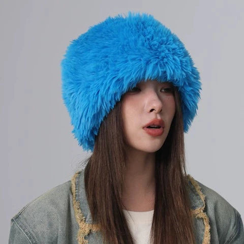 Plush Bucket Hat Soft Winter Comfort with Ear Protection