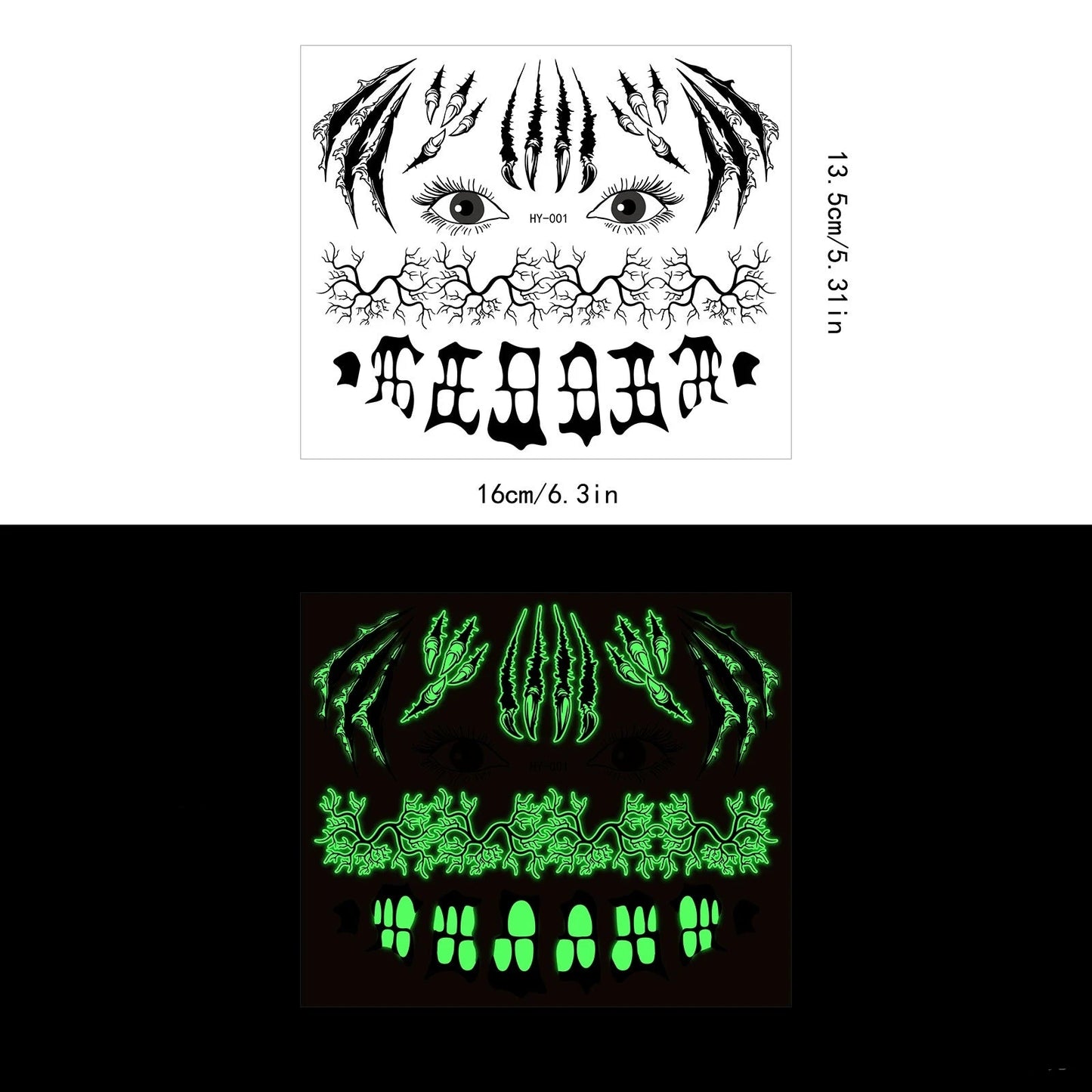 Glow-in-the-Dark Halloween Tattoo Stickers