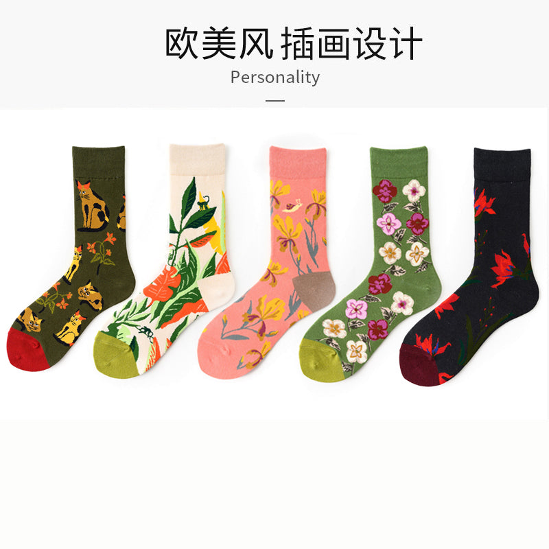 Vintage Canvas Art Socks