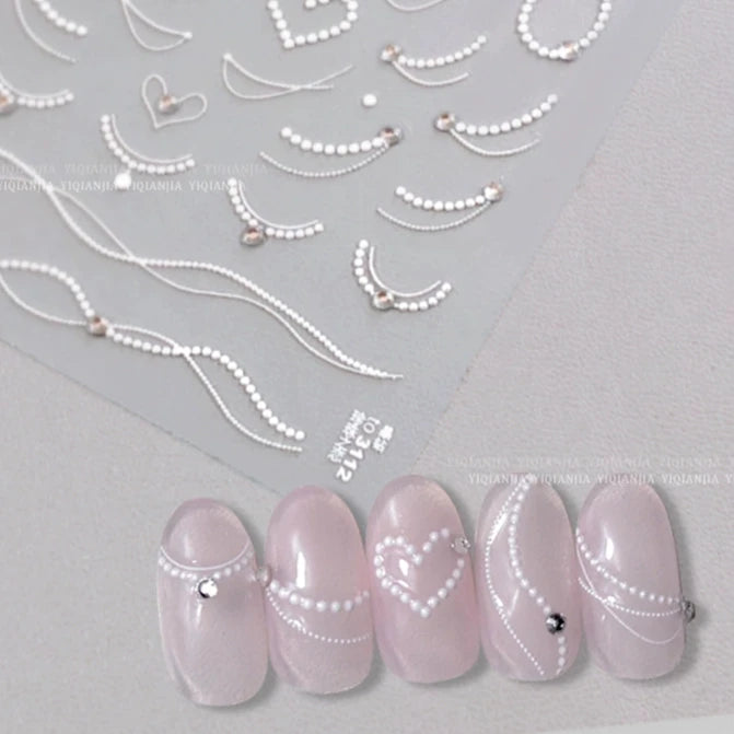 Ballet Streamer Nail Art Sticker - Black and White Camellia Design