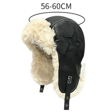 Embroidered Pentagram Flight Cap Trendy Ear Protection for Riders