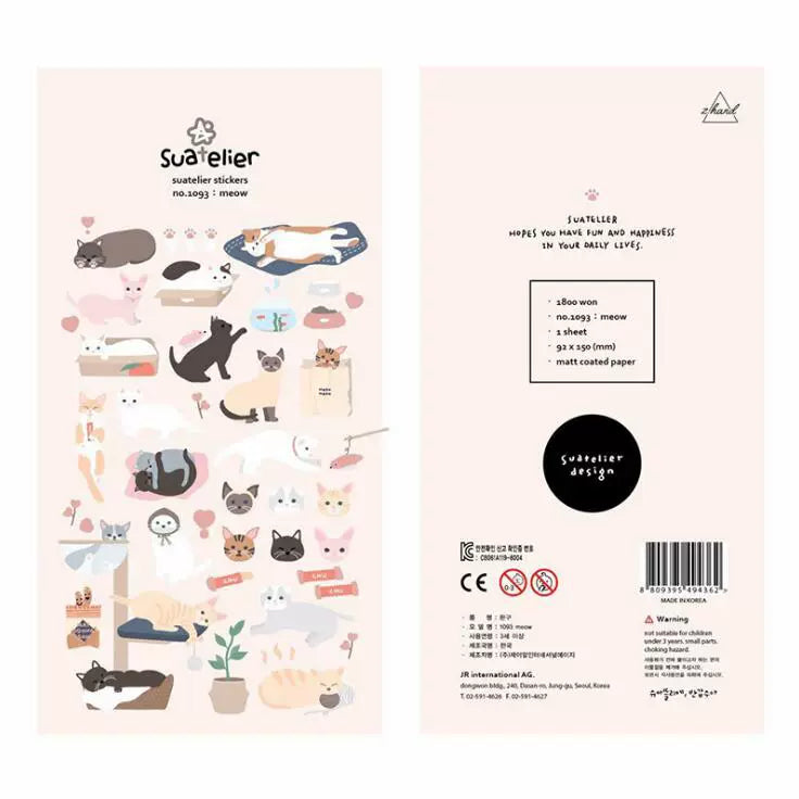 Korea BONITO Adorable Cat Life Stickers | Cute and Lovable Daily Cat Moments for Decoration