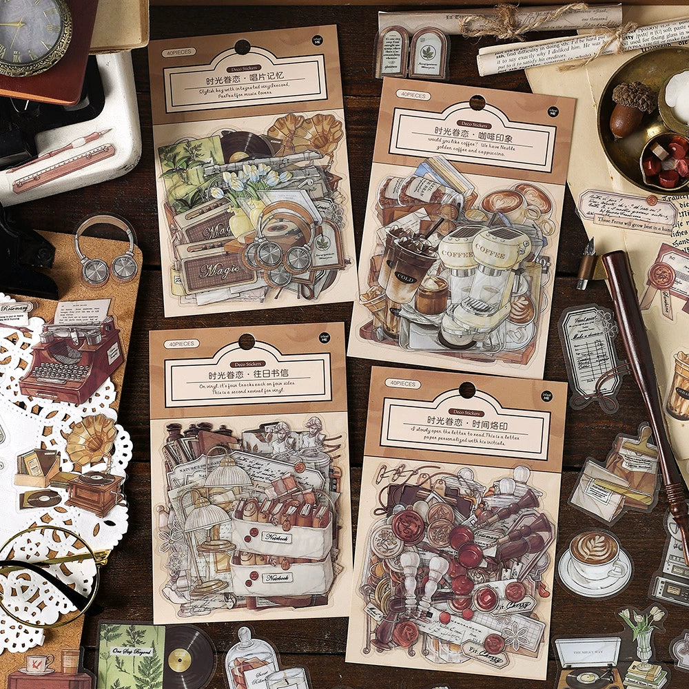 【Full set of 4 packs】 Nostalgic Life Story Sticker Set - Capture the Essence of Your Journey with Timeless Charm