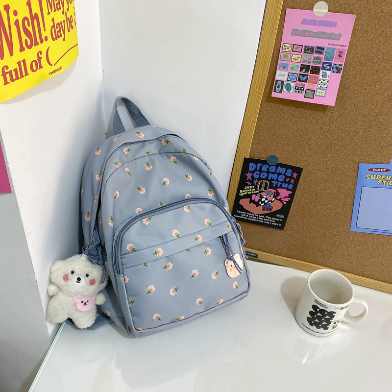 Trendy Lightweight Small Backpack - Fresh Floral Design for Students