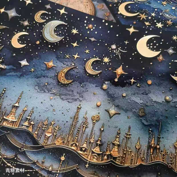 Celestial Enchantment: 3D Textured Star and Moon Background Paper