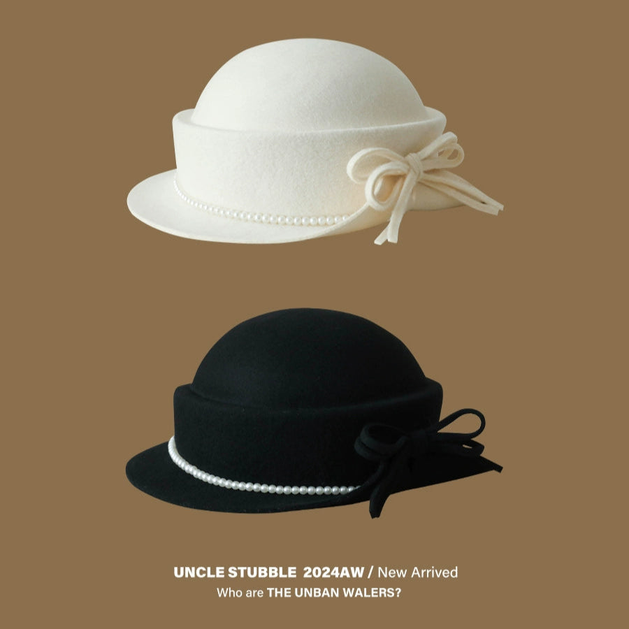 Full Wool Bow Top Hat for Girls