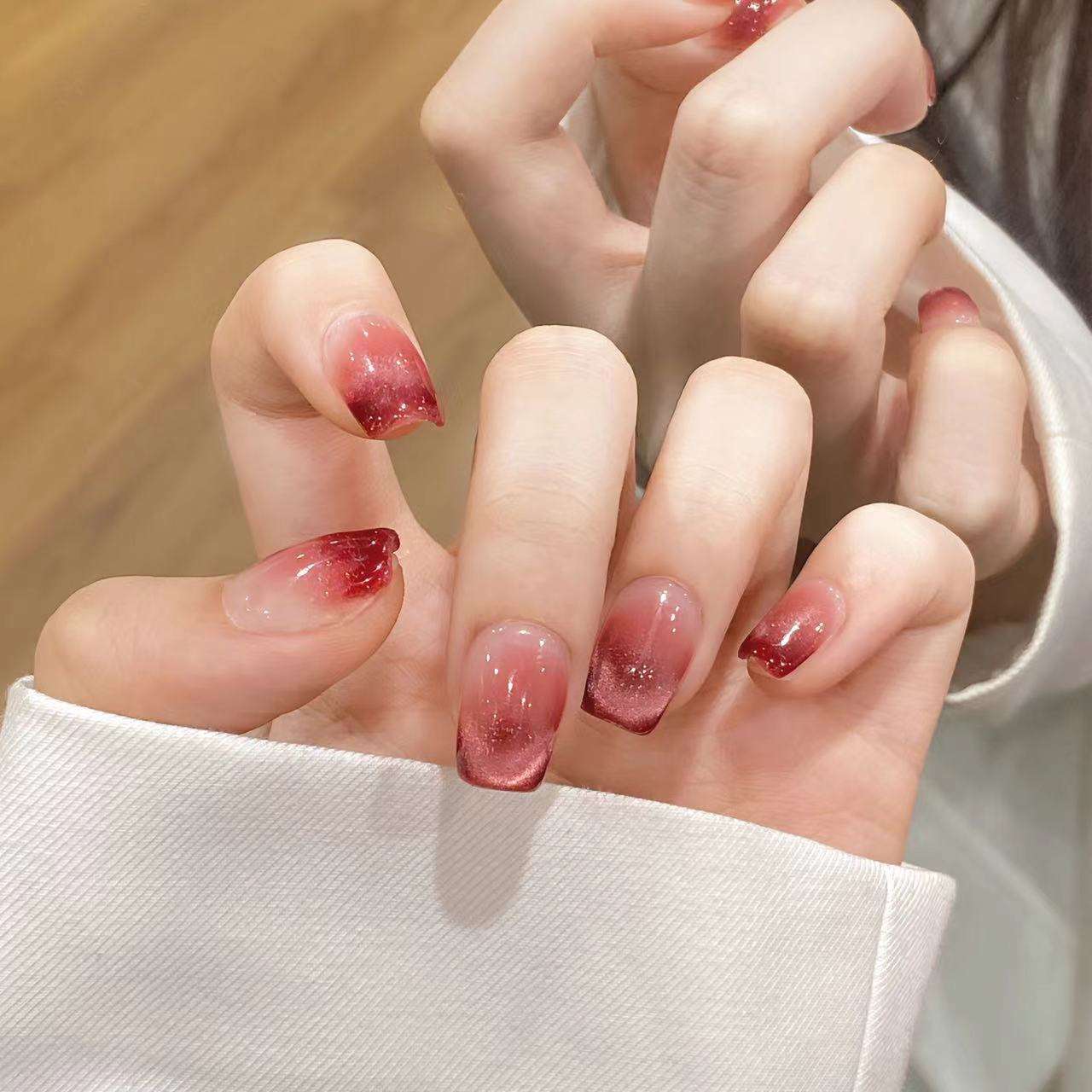 Ruby Cat's Eye Nail Art