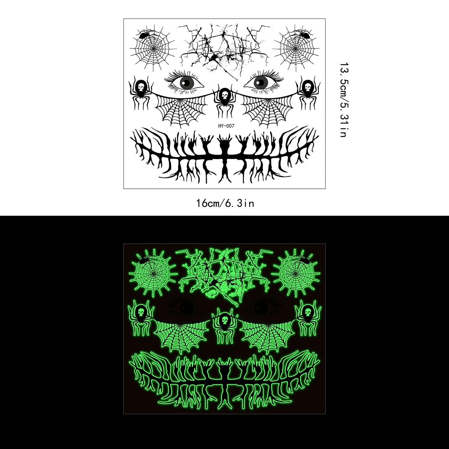 Glow-in-the-Dark Halloween Tattoo Stickers