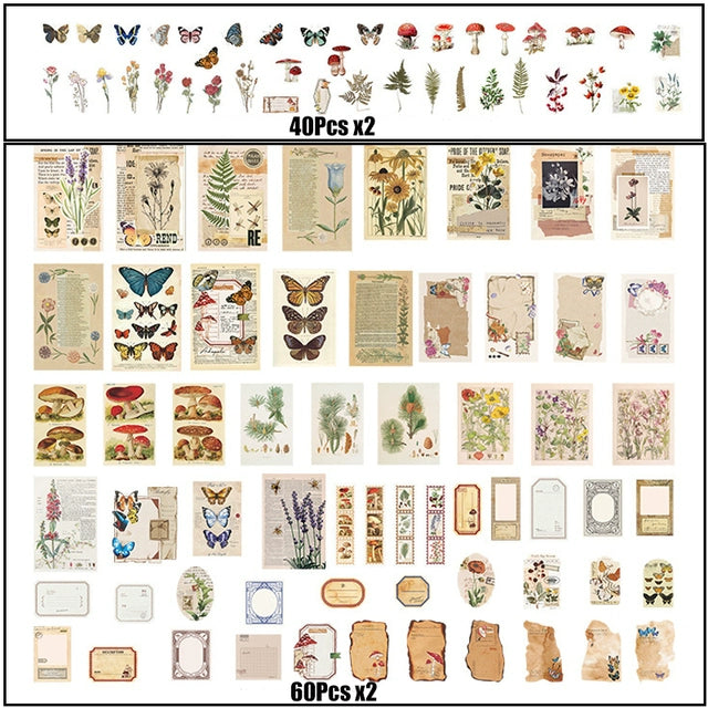 Vintage Vibes: 200-Piece Aesthetic Journaling & Scrapbooking Paper Set