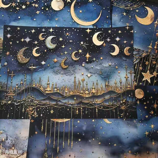 Celestial Enchantment: 3D Textured Star and Moon Background Paper