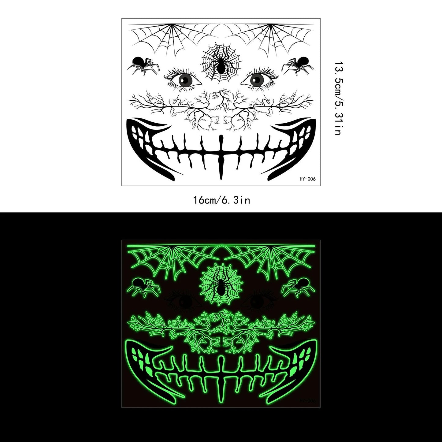 Glow-in-the-Dark Halloween Tattoo Stickers