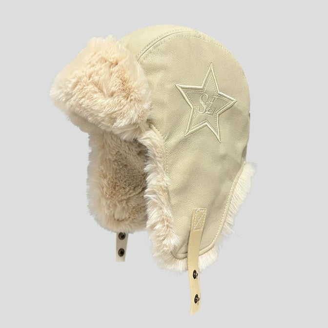 Embroidered Pentagram Flight Cap Trendy Ear Protection for Riders
