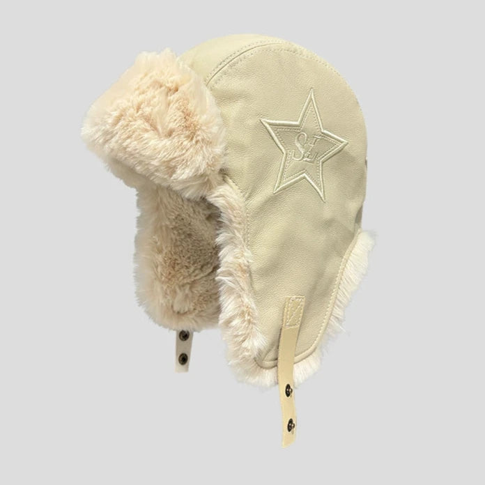 Embroidered Pentagram Flight Cap Trendy Ear Protection for Riders