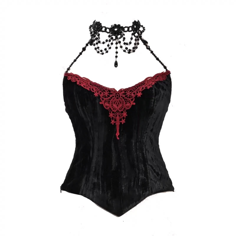 Rococo Velvet Cobwebs Fishbone Tunic Suspenders