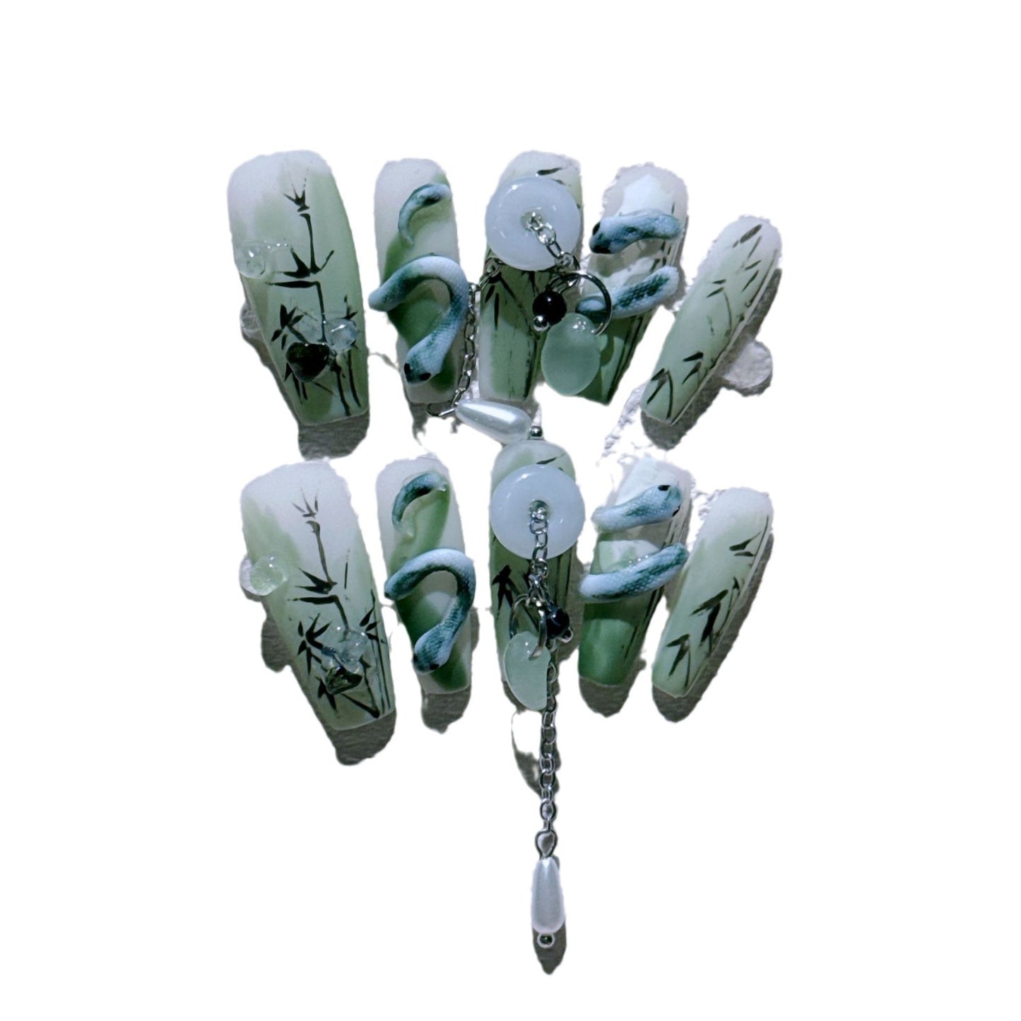 Jade Bamboo Oriental Noble Nail Art