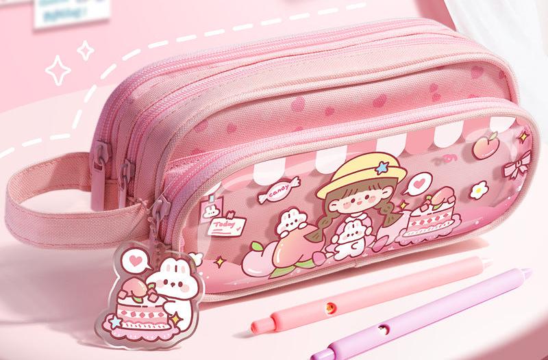 Three-Layer Portable Cartoon Pencil Case
