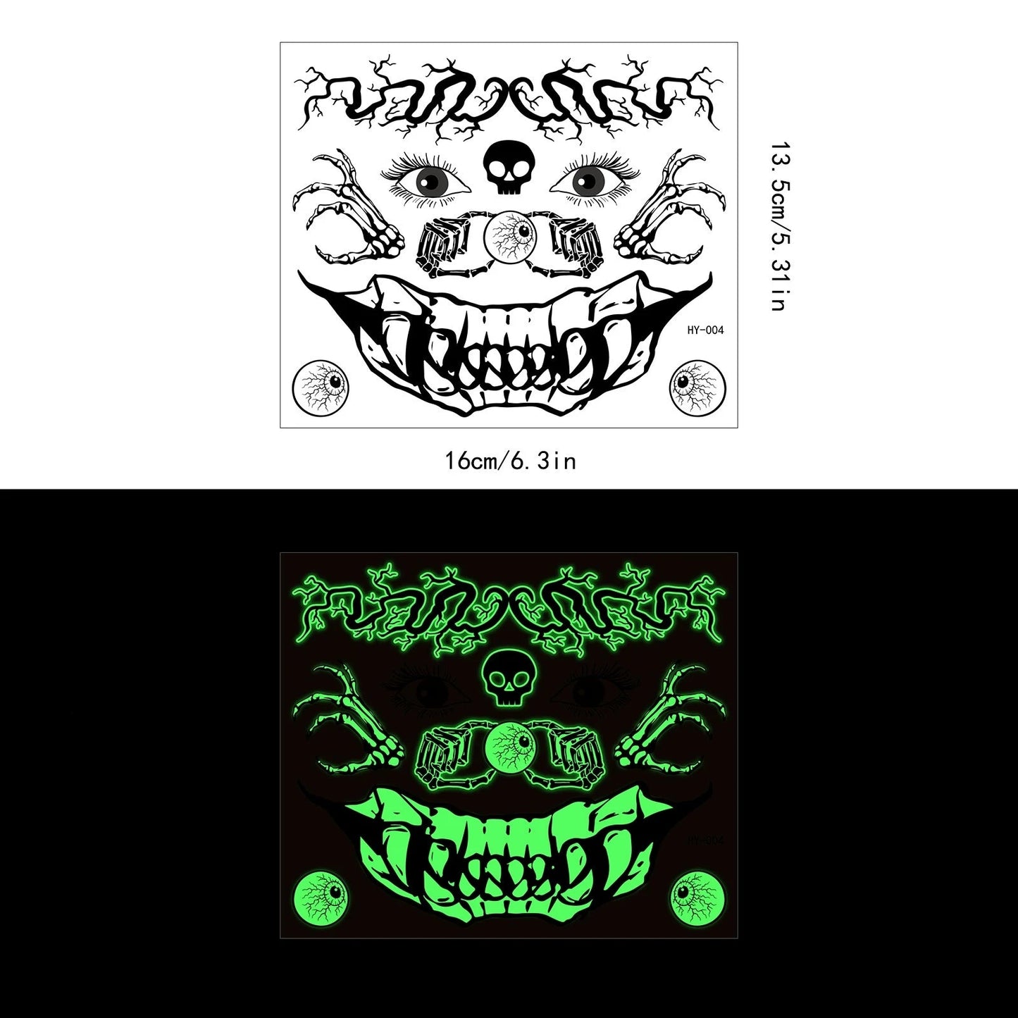 Glow-in-the-Dark Halloween Tattoo Stickers