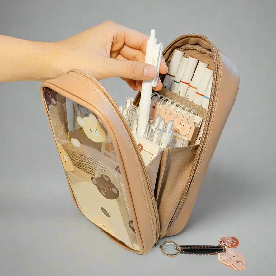 Spacious Three-Layer Pencil Case - Large Opening